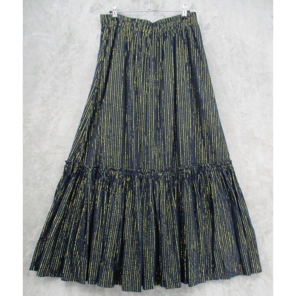 Boden Dresses & Skirts - Boden Skirt Womens 10 Maxi Navy Gold Stripe Tiered Broomstick Lined Pull On Boho